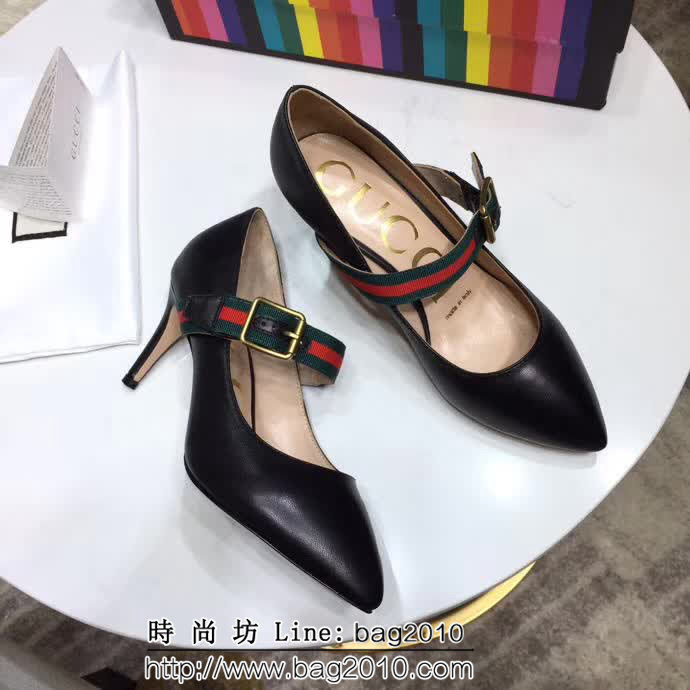GUCCI古馳 2019春款 女士高跟單皮鞋 黑色 QZS1093